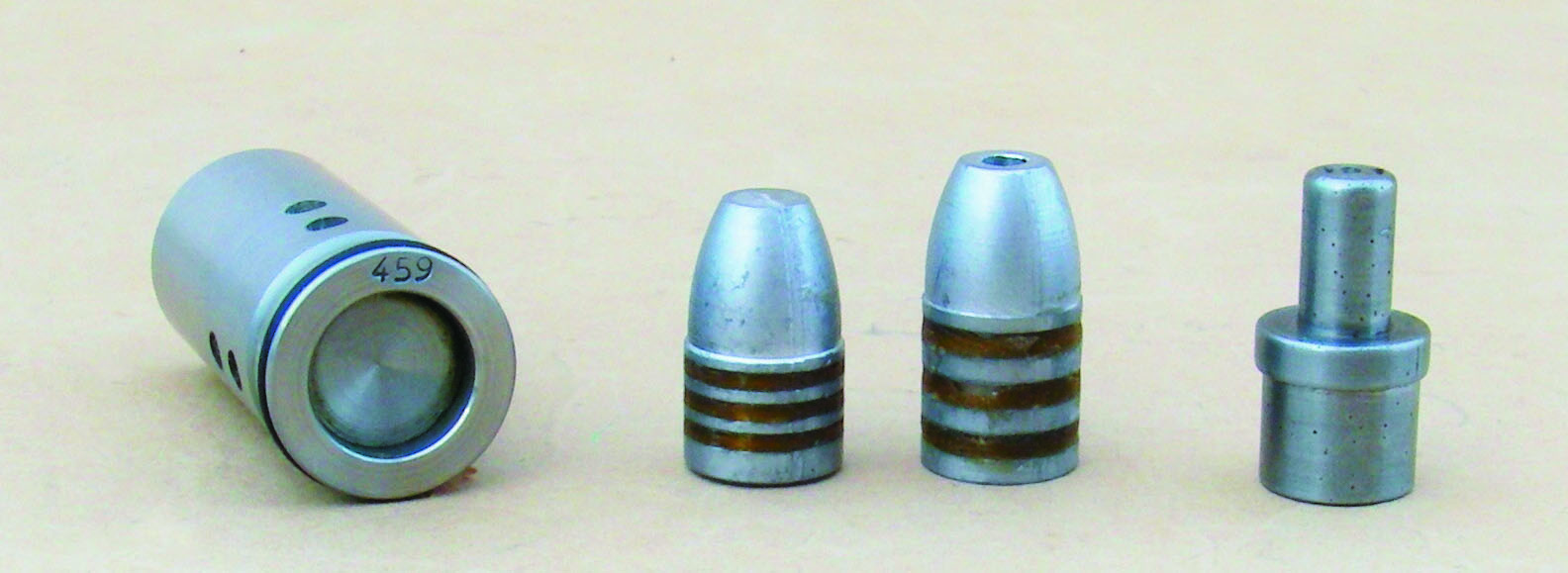 Brian tried sizing cast bullets to .458 and .459 inch. There was no perceptible difference in accuracy with the factory open sights.